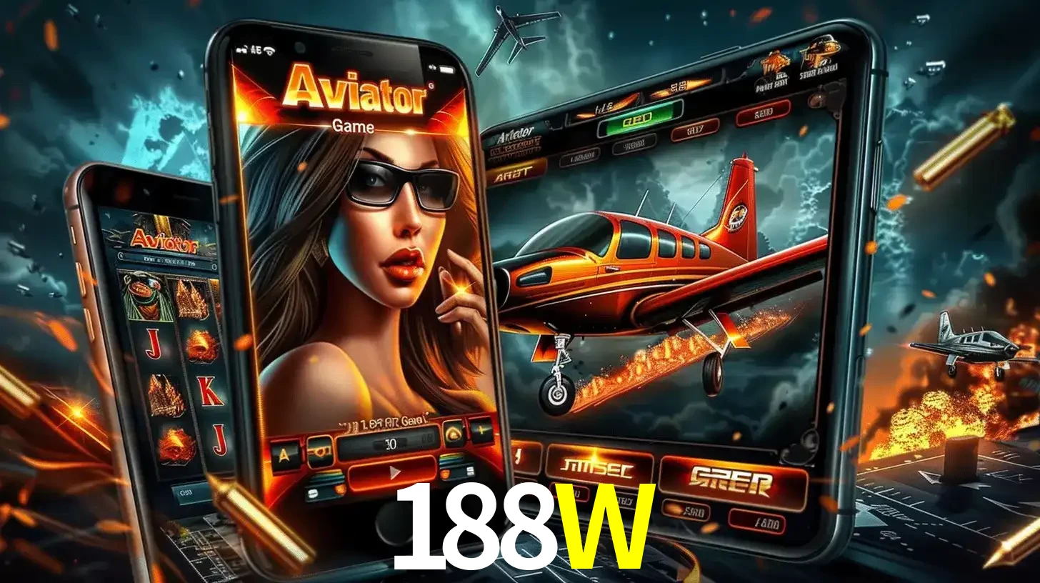O popular jogo de apostas Aviator exibido em vários celulares e tablets, mostrando a interface emocionante e a ação de voo disponíveis para jogar agora no 188W.