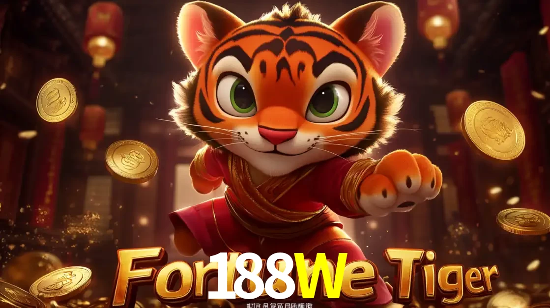O carismático mascote do jogo de slot Fortune Tiger, um tigre fofo em pose de artes marciais, pronto para trazer sorte e multiplicadores de ganhos no cassino online 188W.