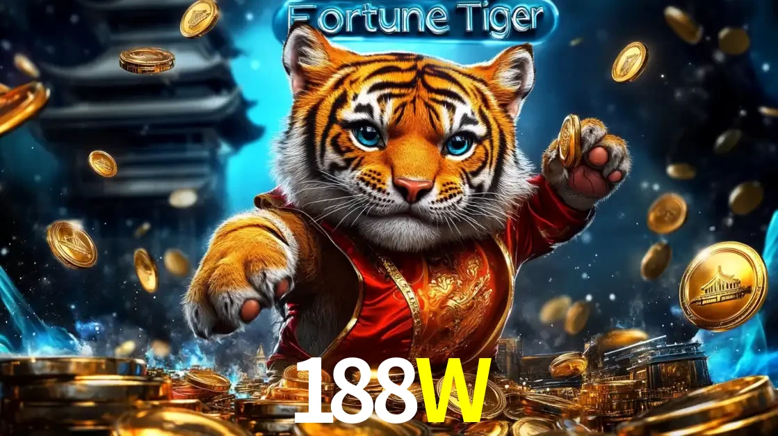 Imagem promocional do jogo de slot Fortune Tiger, com um tigre majestoso em traje tradicional cercado por uma fortuna em moedas de ouro, disponível agora no cassino 188W.